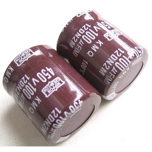 画像: 日本ケミコン 105℃対応 基板自立型 電解コンデンサー 450V 100uF 2個
