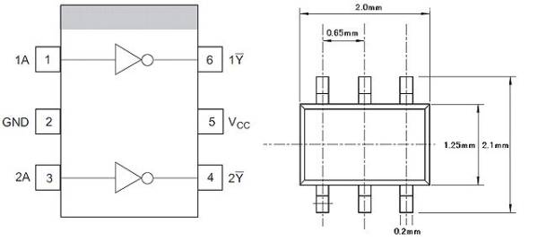 画像2: ルネサス製2回路 チップアンバッファ・インバーターHD74LV1GWU04A 1リール 3000個